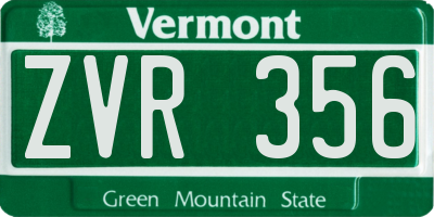 VT license plate ZVR356