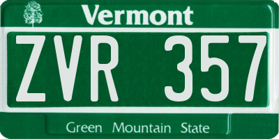 VT license plate ZVR357