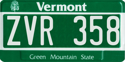 VT license plate ZVR358