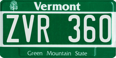 VT license plate ZVR360