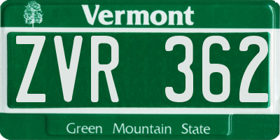 VT license plate ZVR362
