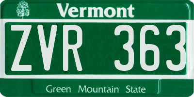 VT license plate ZVR363