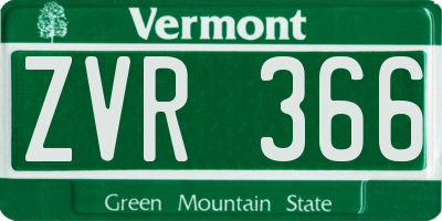 VT license plate ZVR366