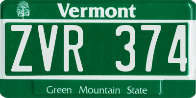 VT license plate ZVR374
