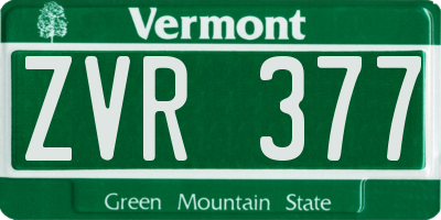 VT license plate ZVR377