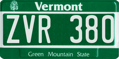 VT license plate ZVR380