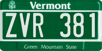 VT license plate ZVR381