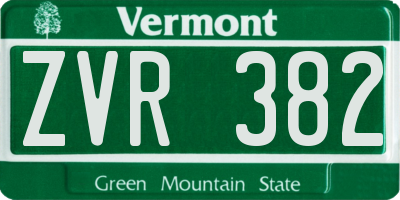 VT license plate ZVR382