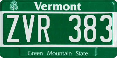 VT license plate ZVR383