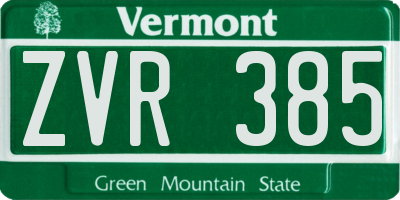 VT license plate ZVR385