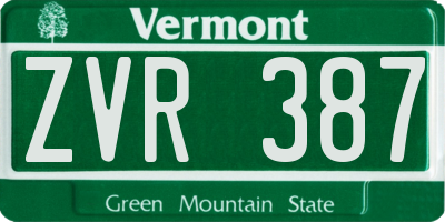 VT license plate ZVR387