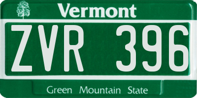 VT license plate ZVR396