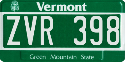 VT license plate ZVR398