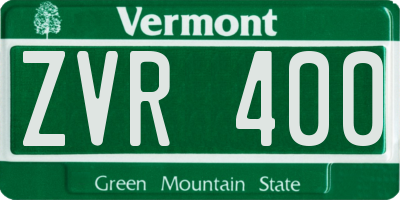 VT license plate ZVR400