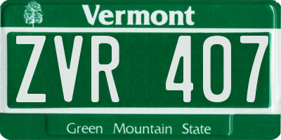 VT license plate ZVR407