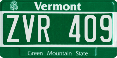 VT license plate ZVR409