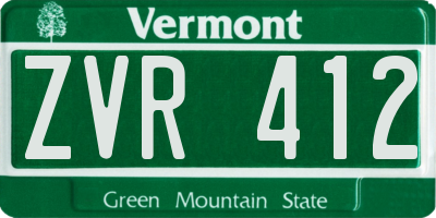 VT license plate ZVR412