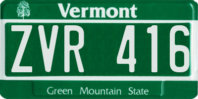 VT license plate ZVR416