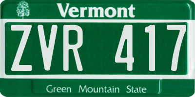 VT license plate ZVR417