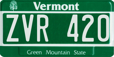 VT license plate ZVR420