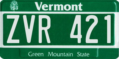 VT license plate ZVR421