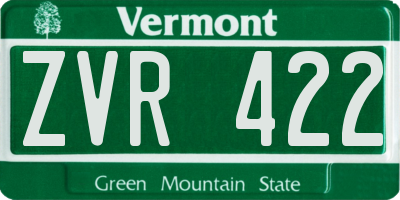 VT license plate ZVR422