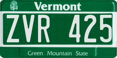 VT license plate ZVR425