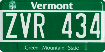 VT license plate ZVR434
