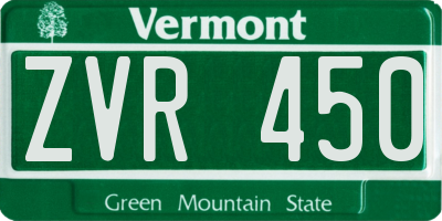 VT license plate ZVR450