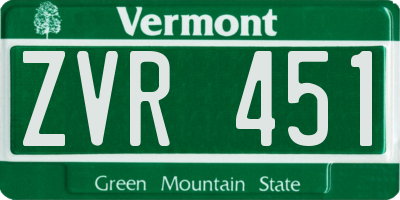 VT license plate ZVR451