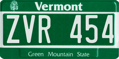 VT license plate ZVR454