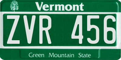 VT license plate ZVR456