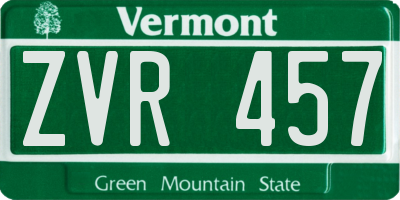 VT license plate ZVR457