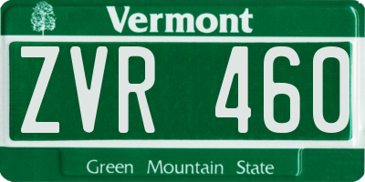 VT license plate ZVR460