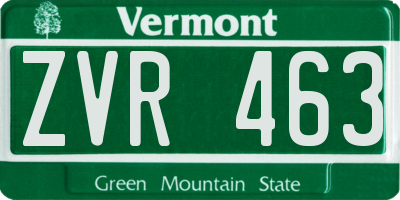 VT license plate ZVR463