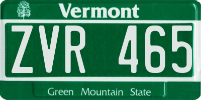 VT license plate ZVR465