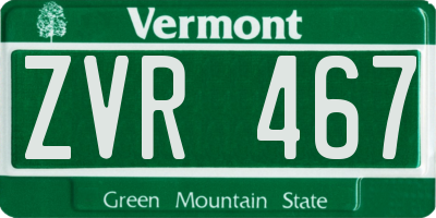 VT license plate ZVR467
