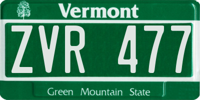 VT license plate ZVR477