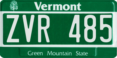 VT license plate ZVR485