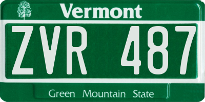 VT license plate ZVR487