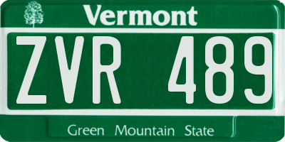 VT license plate ZVR489