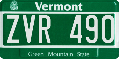 VT license plate ZVR490