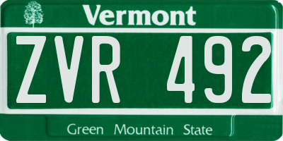VT license plate ZVR492