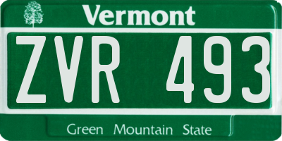 VT license plate ZVR493