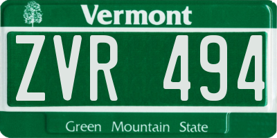 VT license plate ZVR494