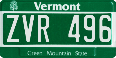 VT license plate ZVR496