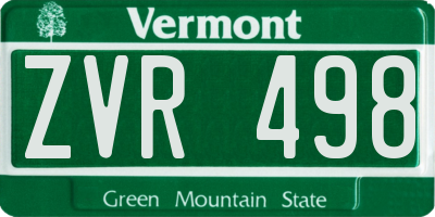 VT license plate ZVR498