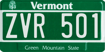 VT license plate ZVR501