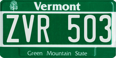 VT license plate ZVR503