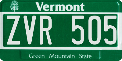 VT license plate ZVR505